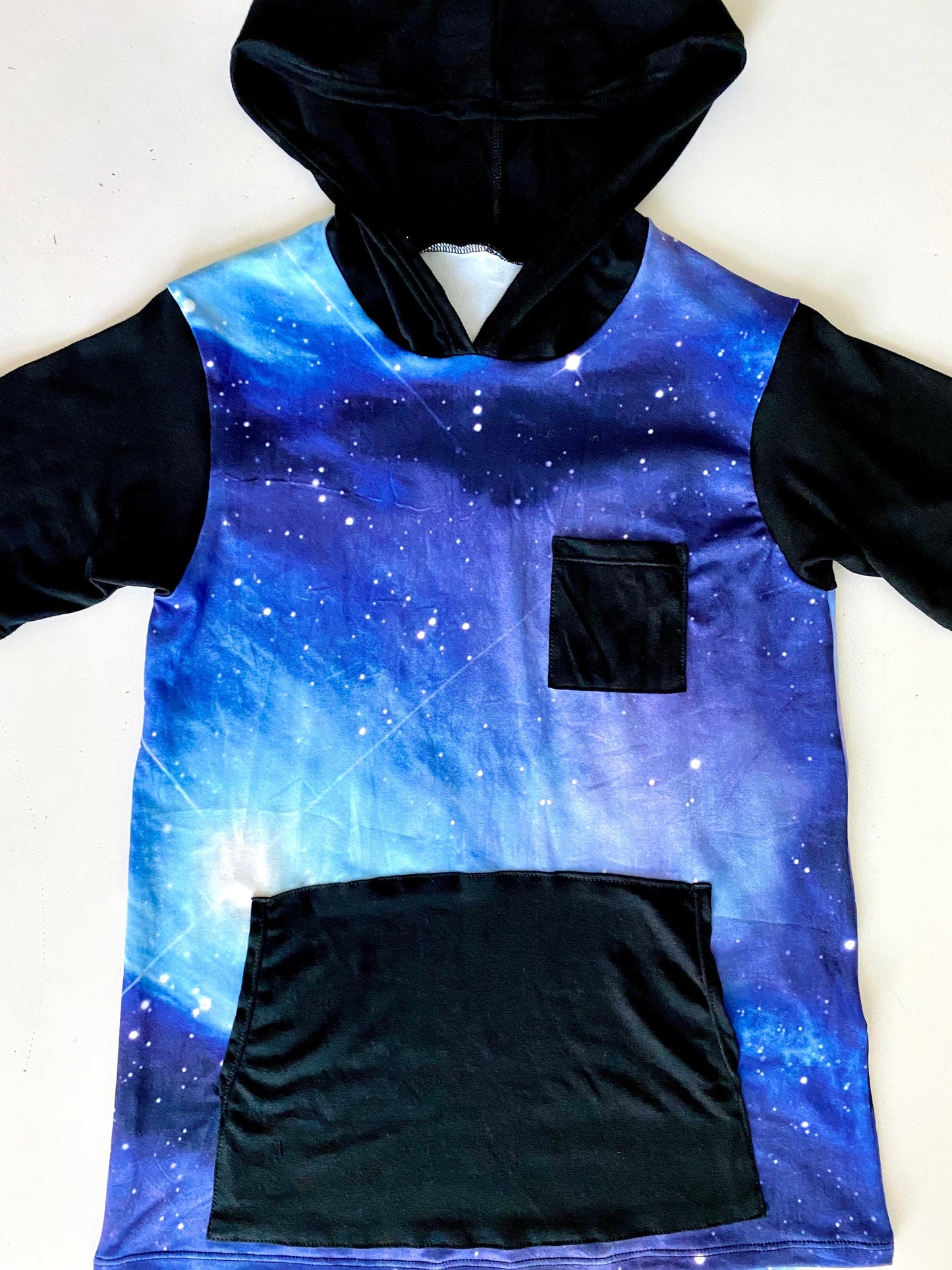 The Next Dimension Blue Space Hooded T with front pockets