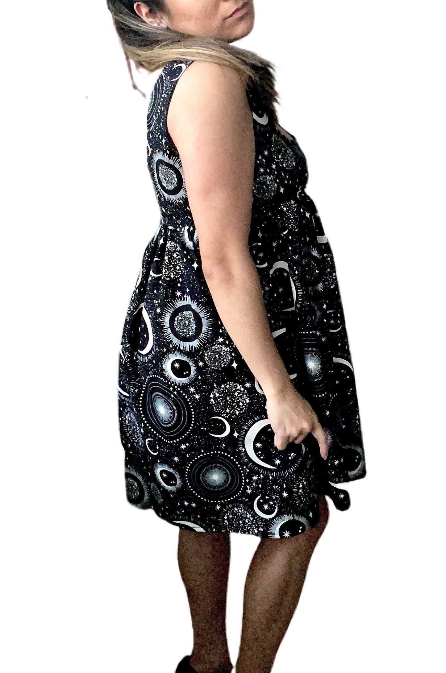 Crescent Glow in the Dark Moon Babydoll Dress