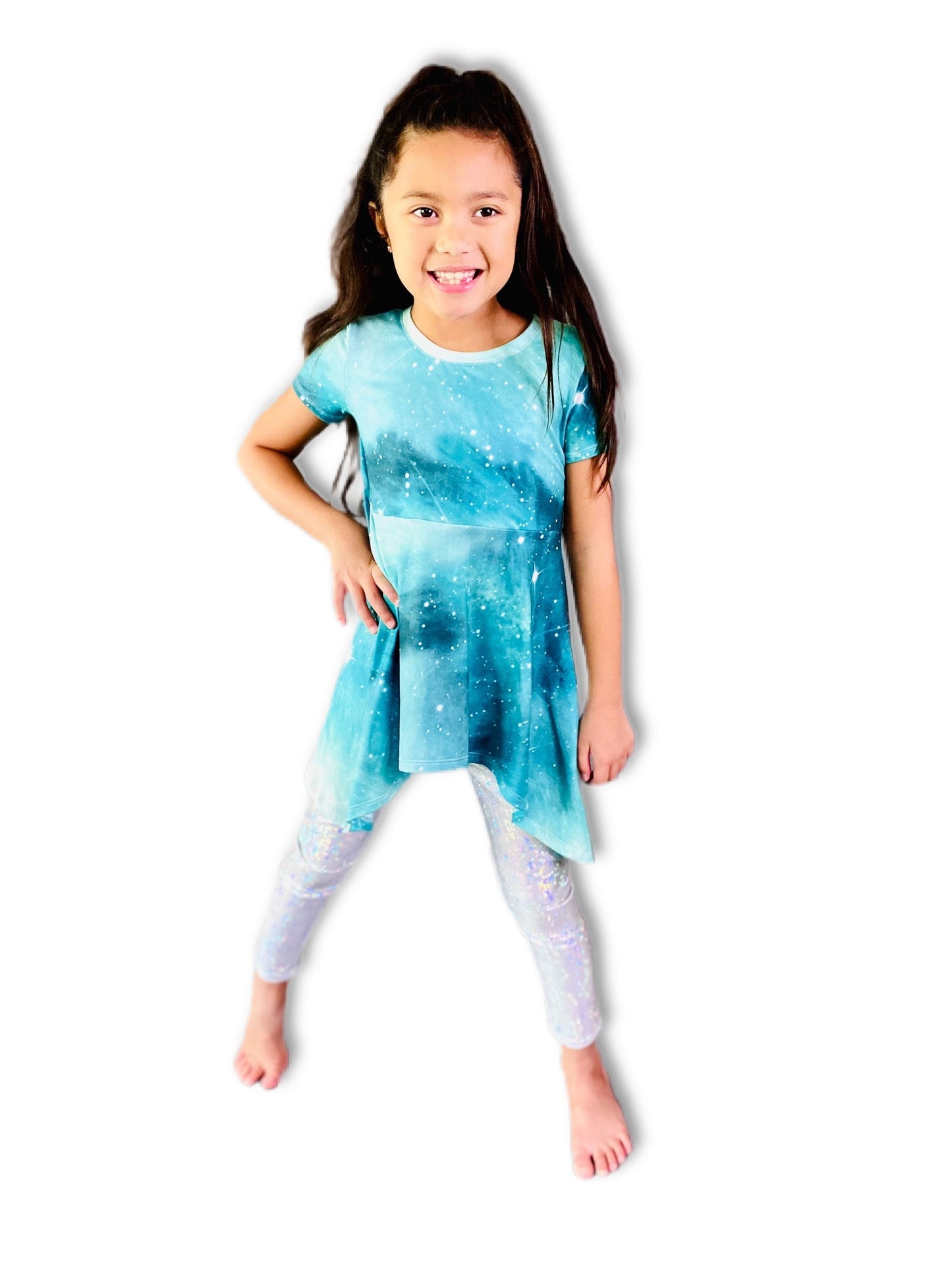 Girls Deep Space Starry Matching Blouse and Legging Set