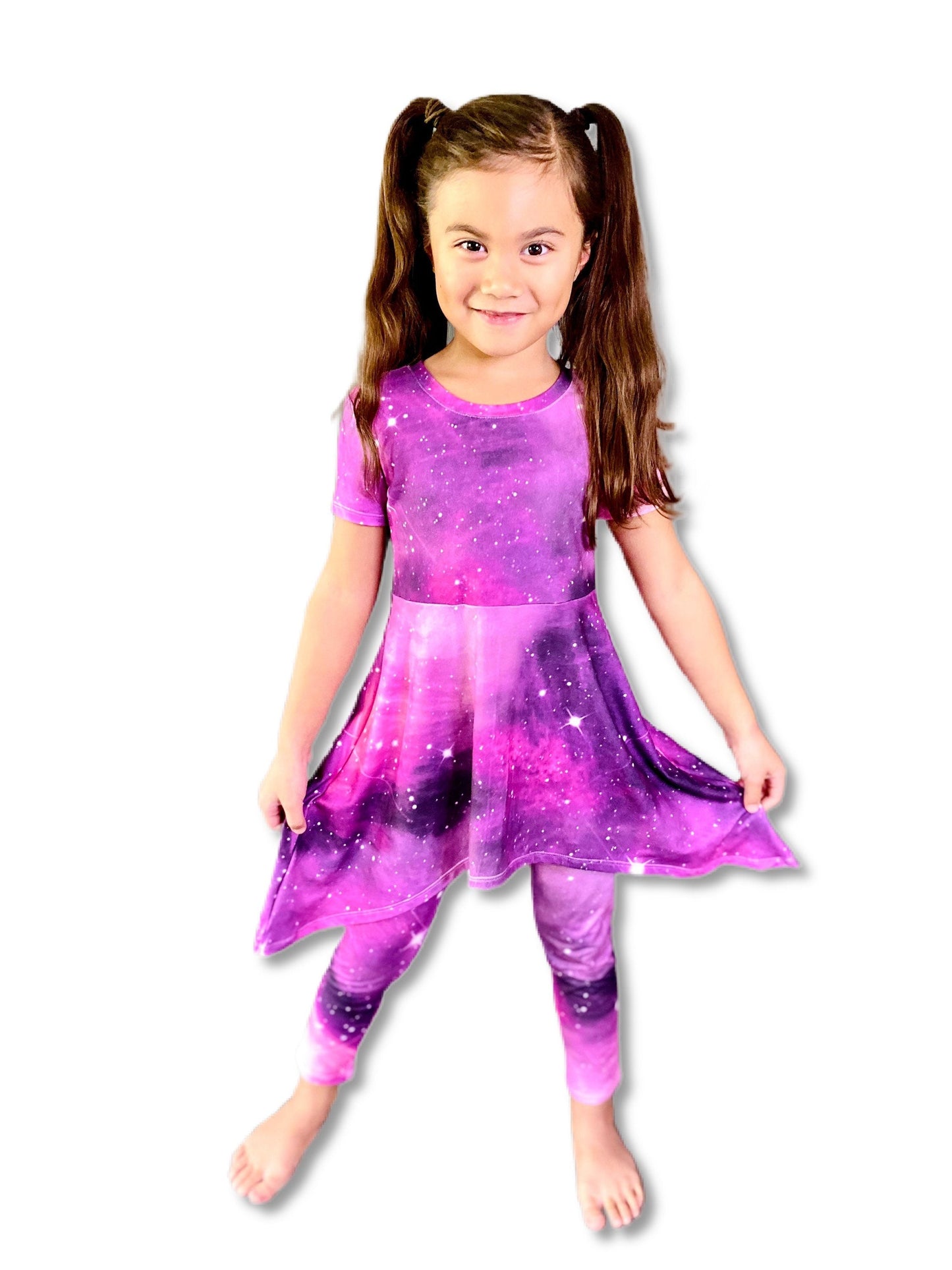 Girls Deep Space Starry Matching Blouse and Legging Set