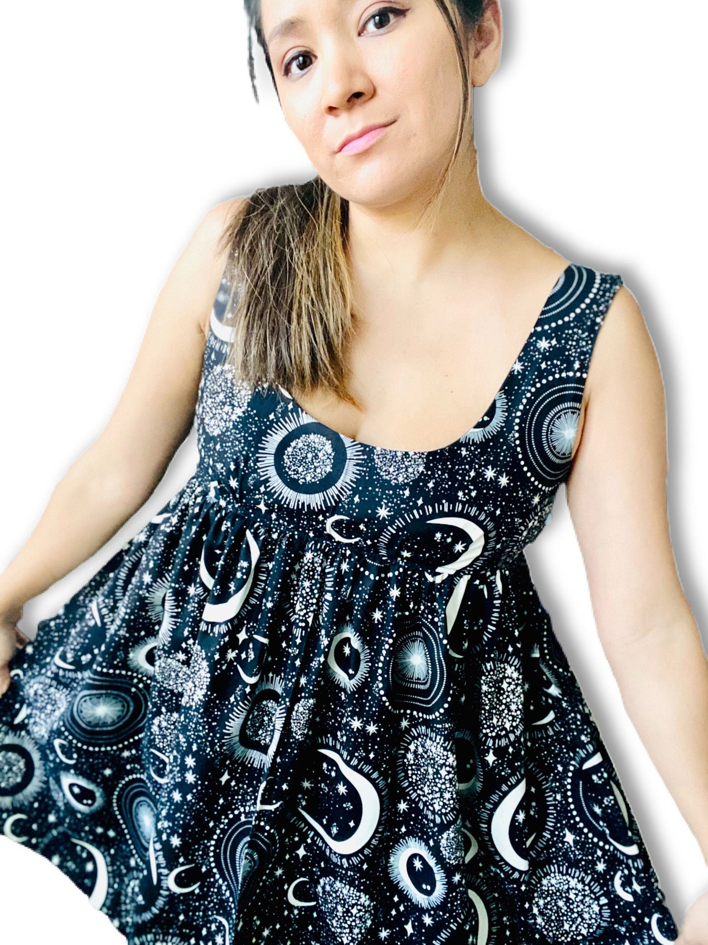 Crescent Glow in the Dark Moon Babydoll Dress