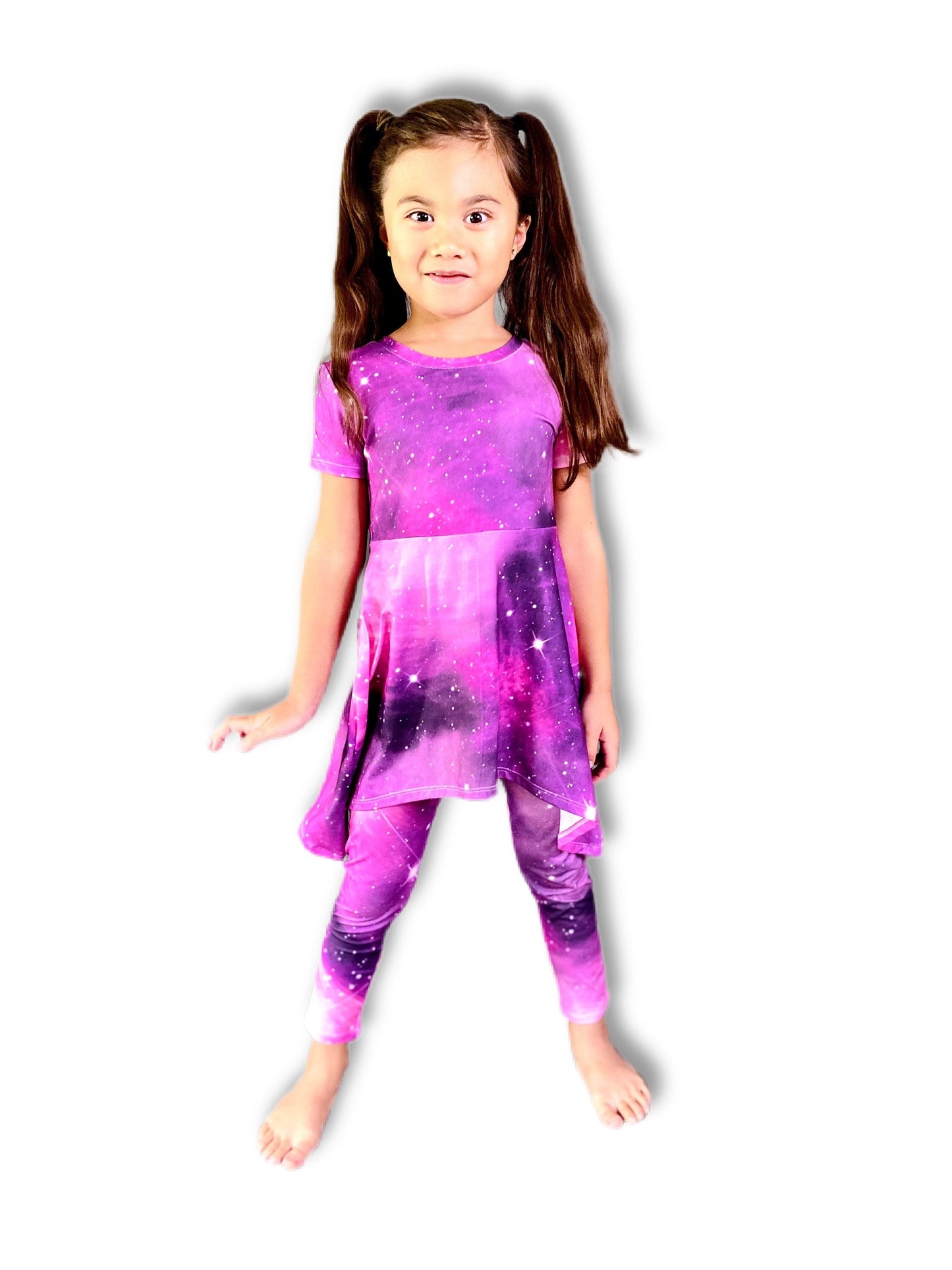 Girls Deep Space Starry Matching Blouse and Legging Set