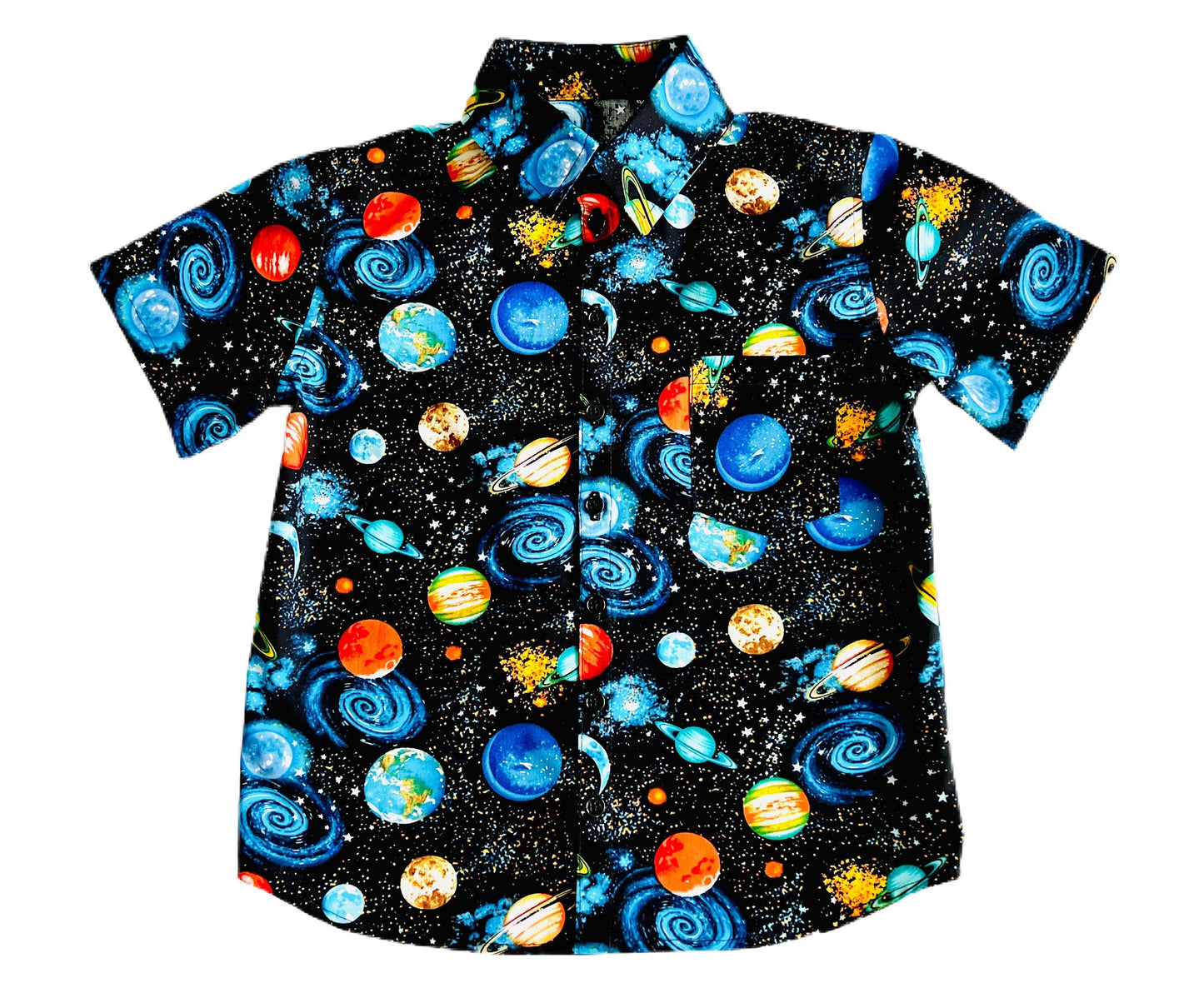 Space Galaxy Button Down Dress Baby and Boys Shirt