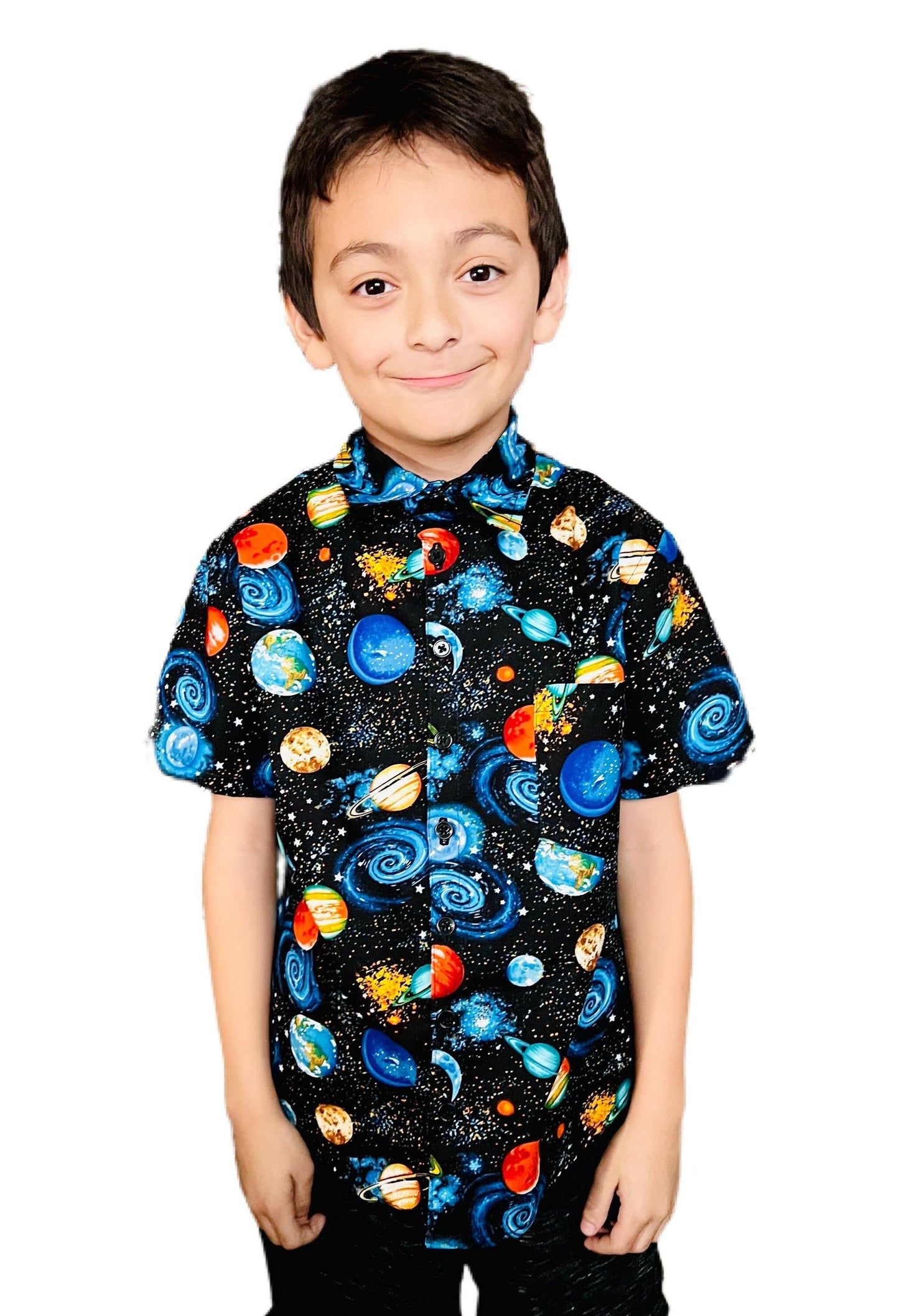 Space Galaxy Button Down Dress Baby and Boys Shirt