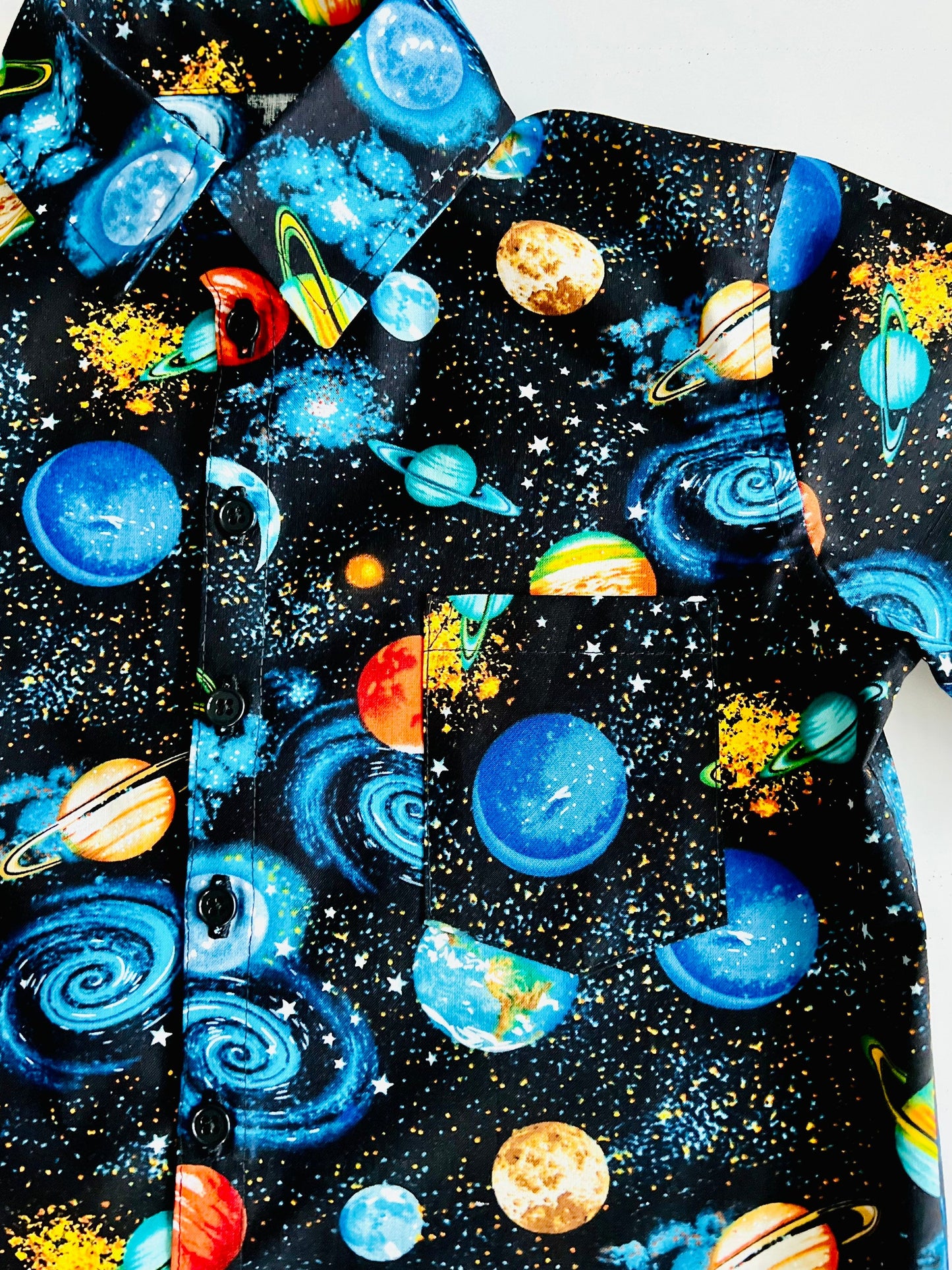 Space Galaxy Button Down Dress Baby and Boys Shirt
