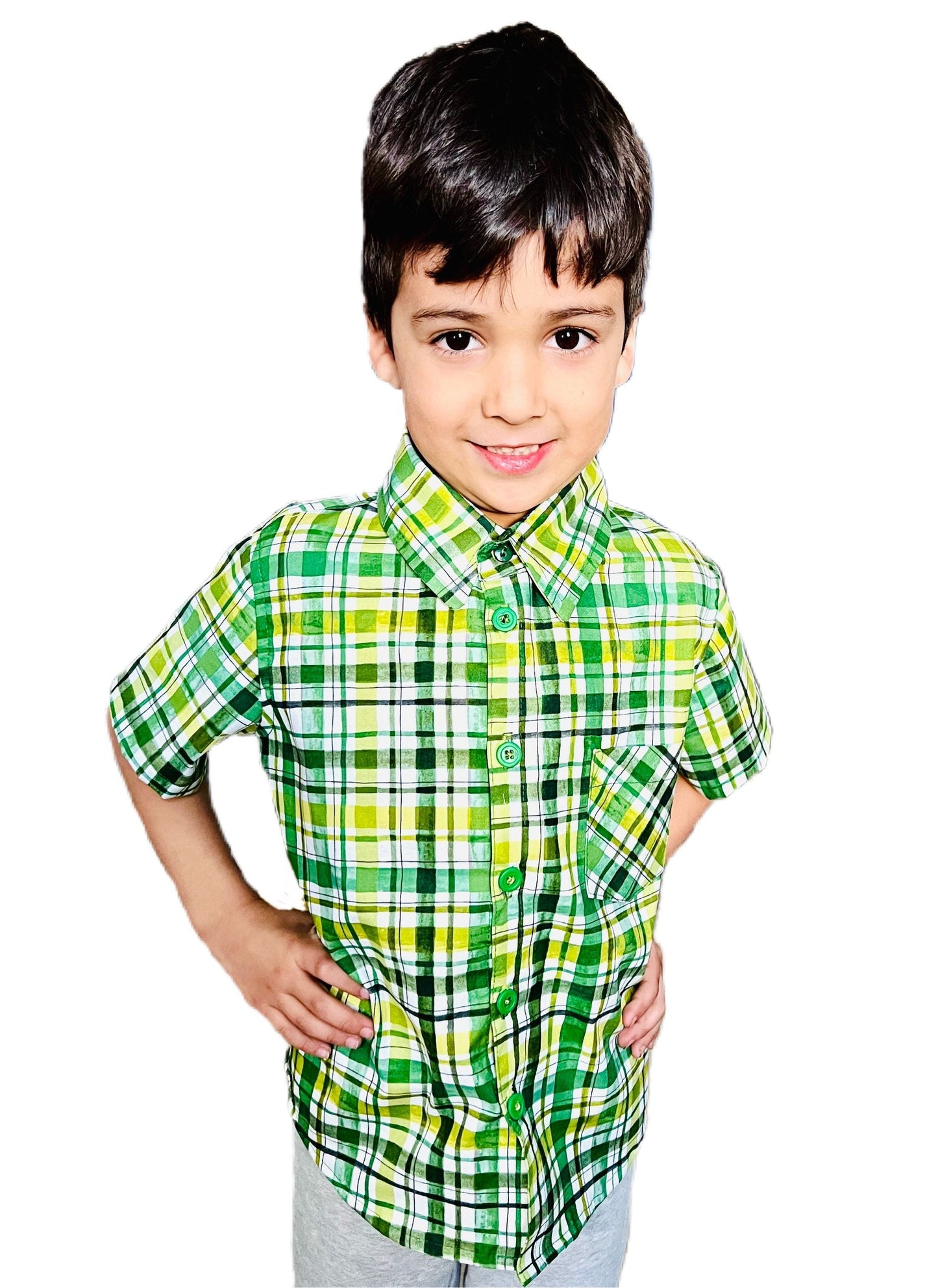 Green Plaid St.Patricks Button Down Dress Shirt