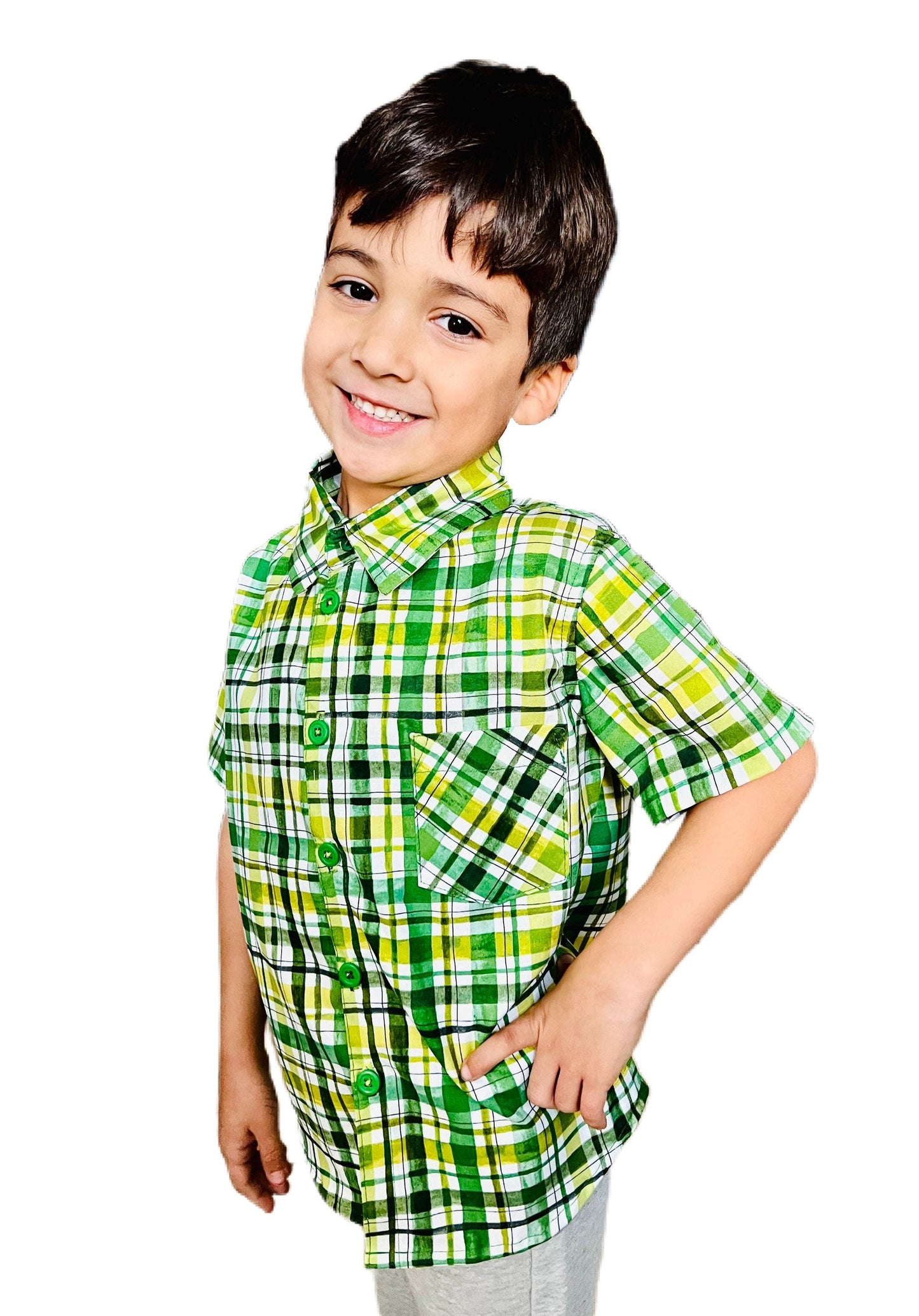Green Plaid St.Patricks Button Down Dress Shirt