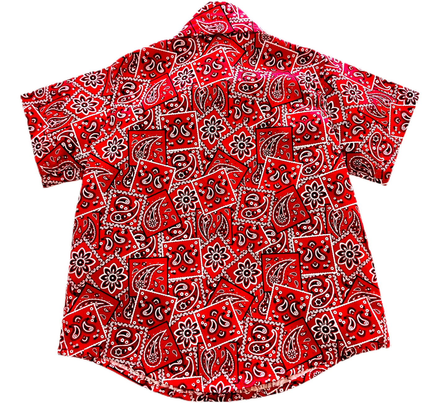Cowboy red bandanna print design button up shirt