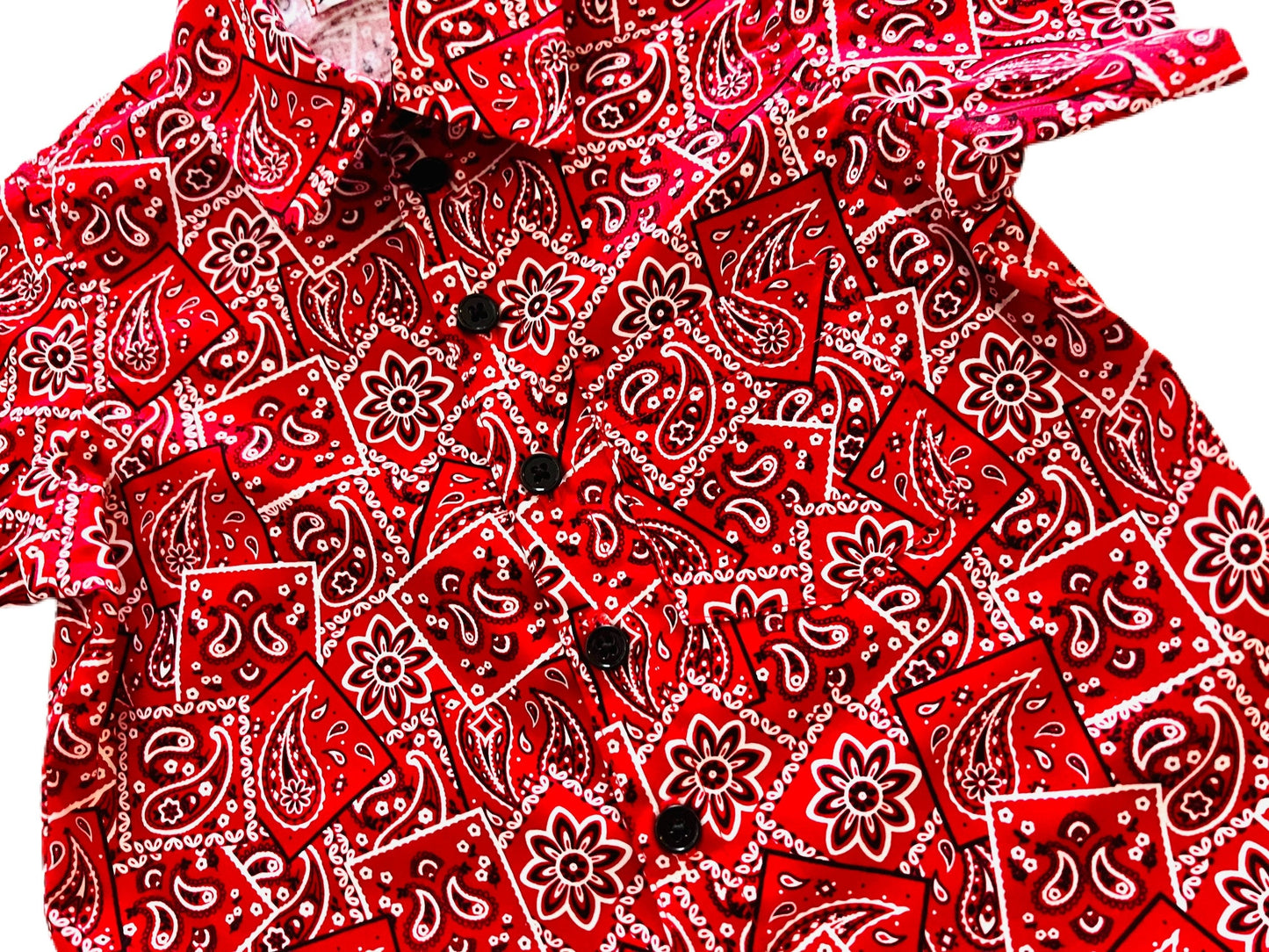 Cowboy red bandanna print design button up shirt