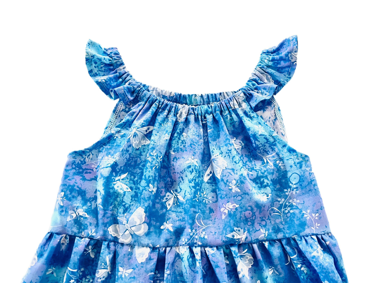 Butterfly Forest Blue Dream Gathered Dress
