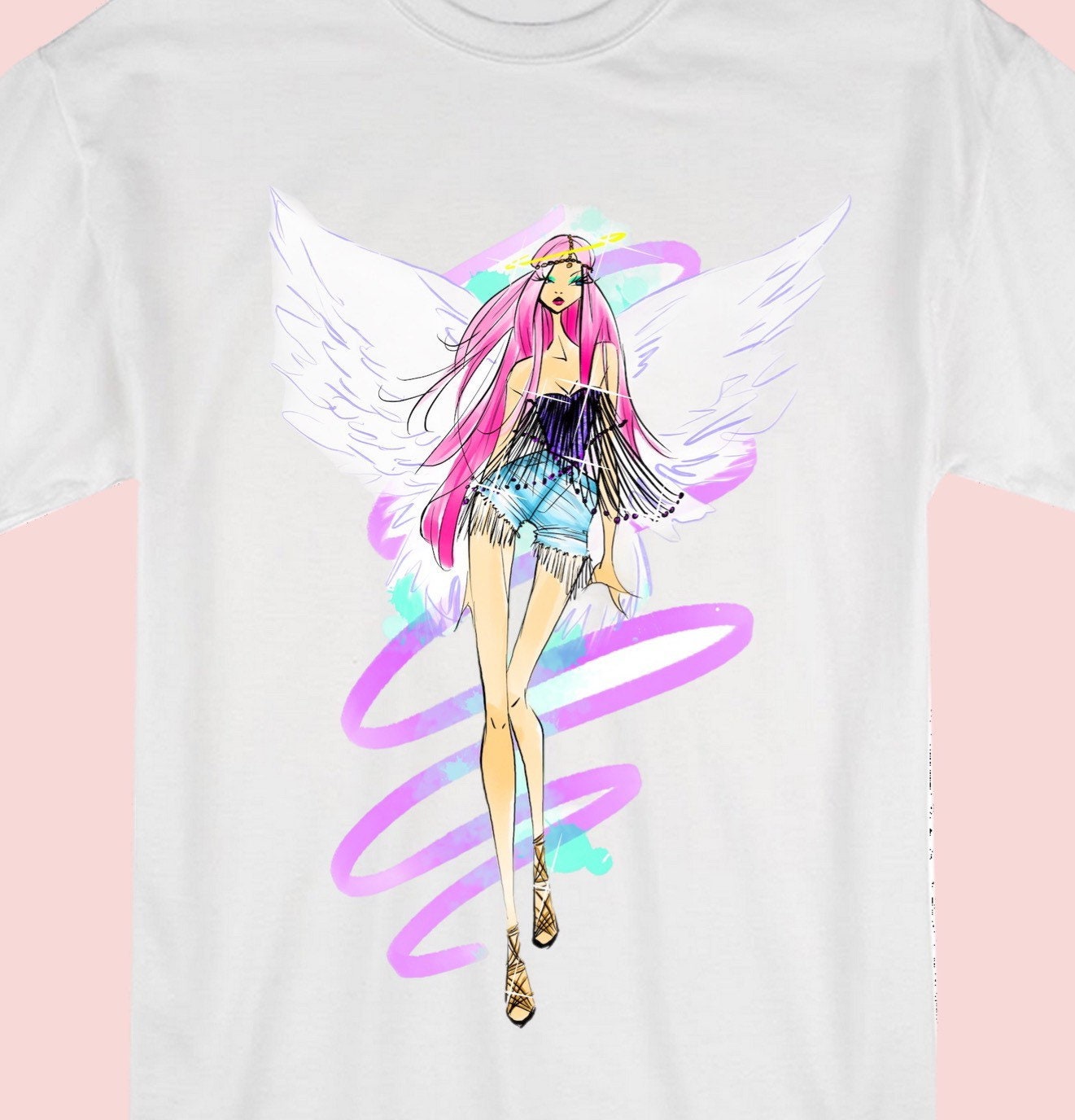 Angelic Model Graphic T-Shirt for Girls and Women