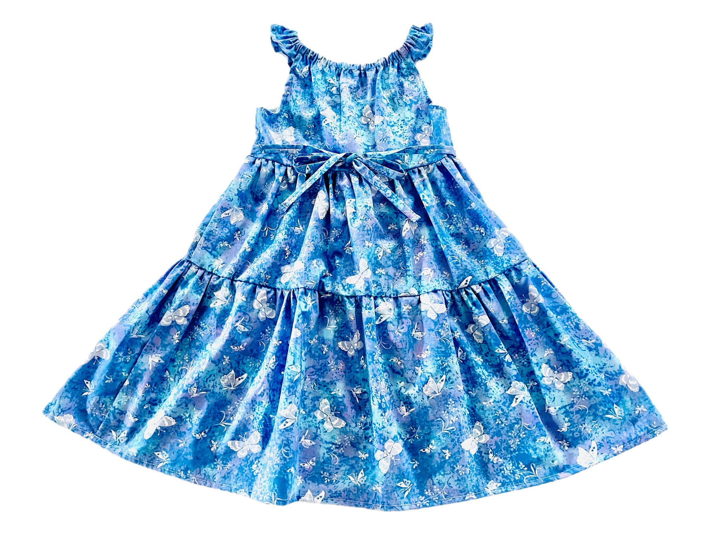 Butterfly Forest Blue Dream Gathered Dress
