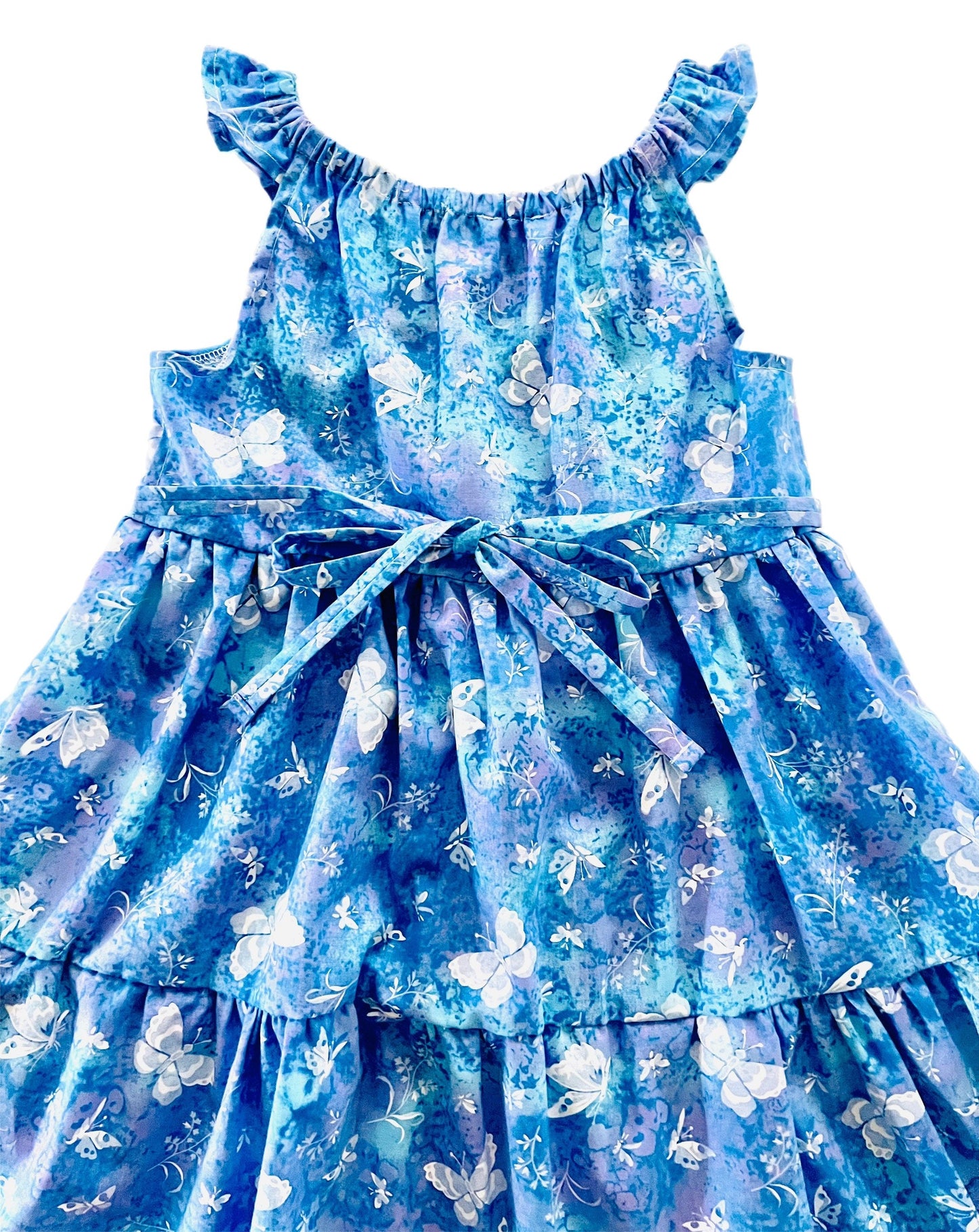 Butterfly Forest Blue Dream Gathered Dress