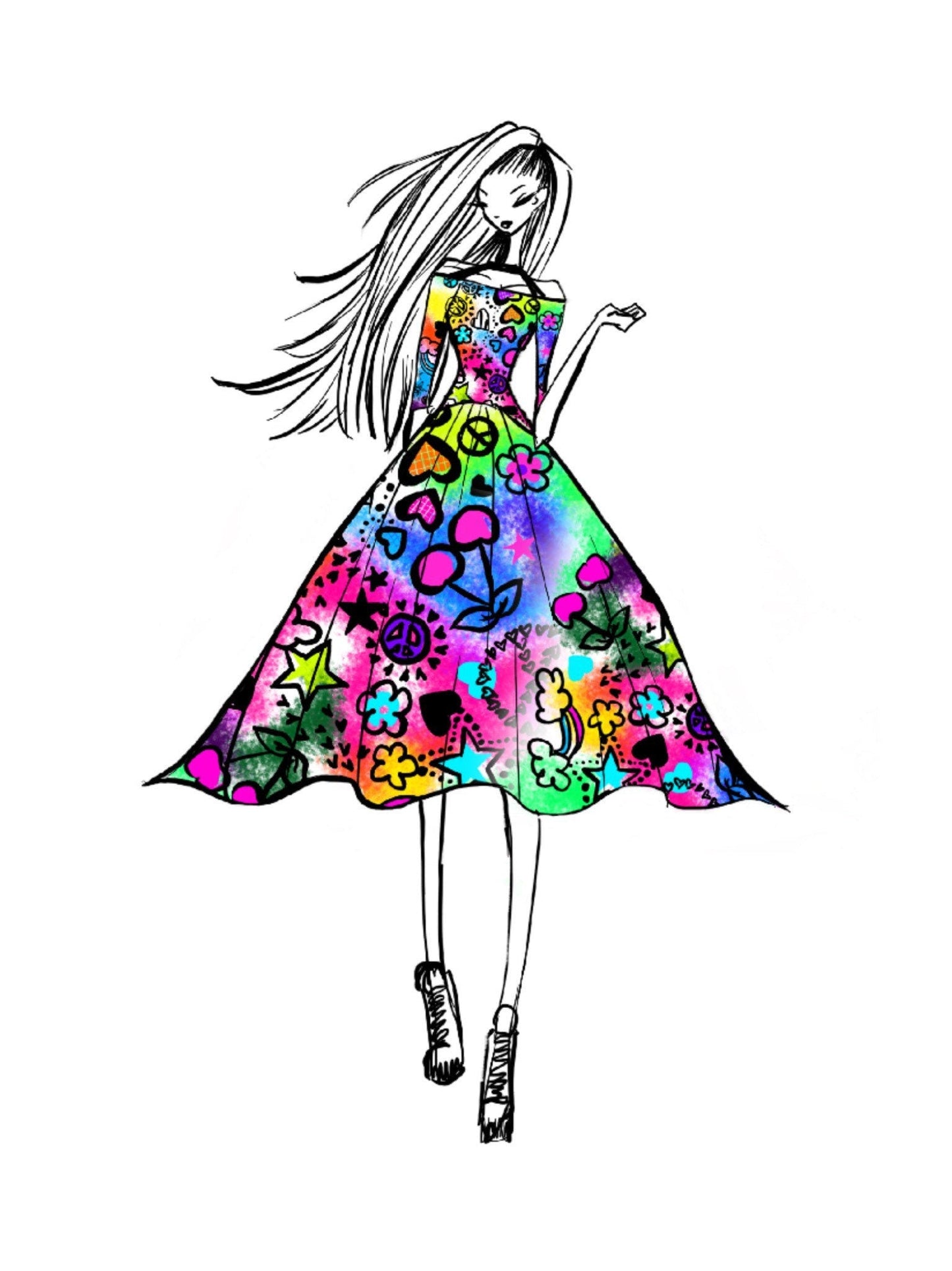 Fashionista “girl” illustration design T-shirt