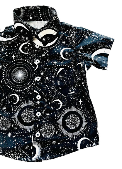 Glow-in-the-Dark Moonlit Halloween Boys Button-Up shirt