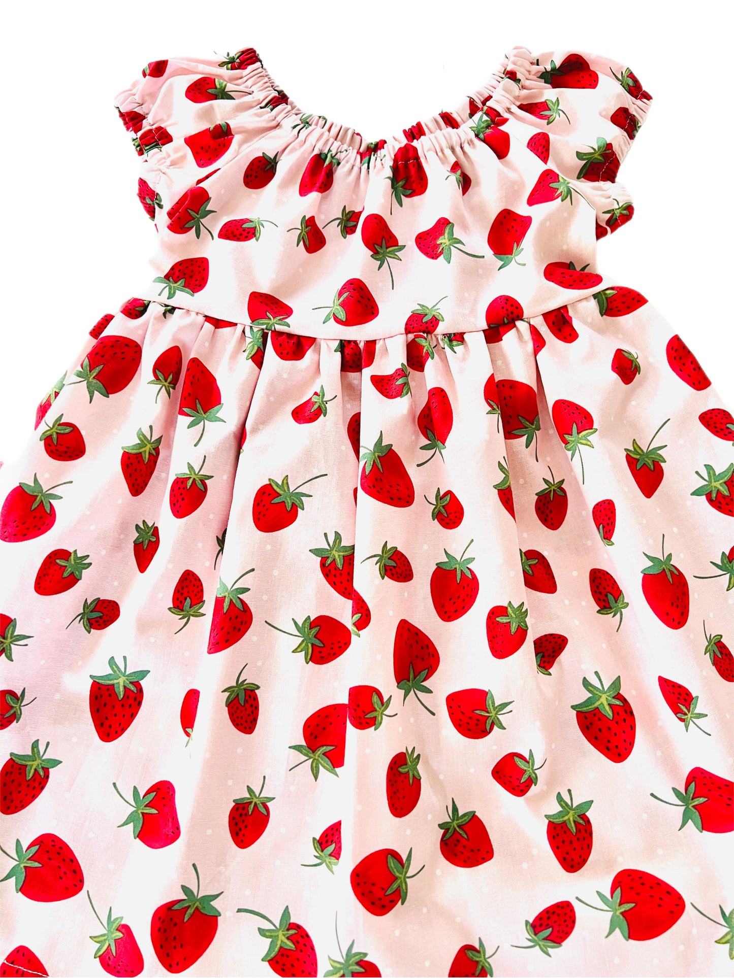 Strawberry Garden Gathered Dress with Back Tie