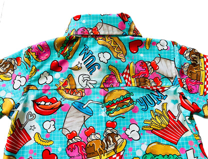 Snack Attack! fast food boys Button-Up Shirt