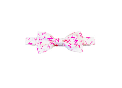 Neon Pink Lightning Bolt Bow Tie