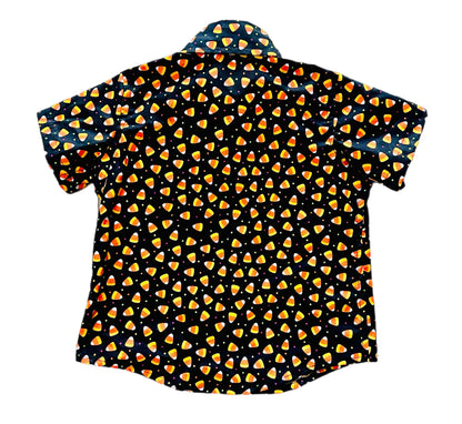 Trick or Treat! Candycorn fun boys button up shirt