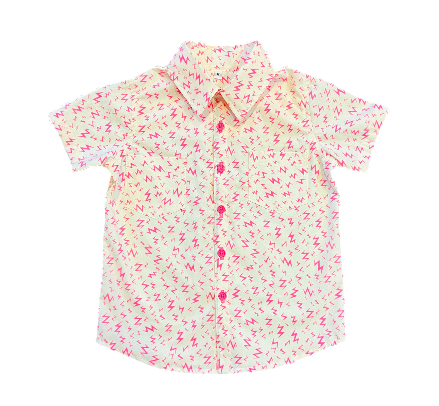 Electric Pink Bolt Button-Up Shirt