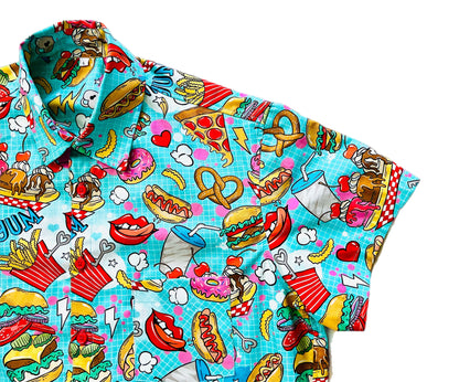 Snack Attack! fast food men’s Button-Up Shirt