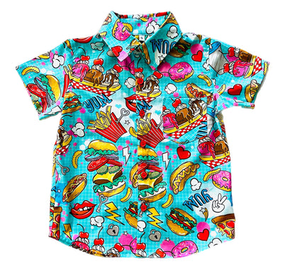 Snack Attack! fast food boys Button-Up Shirt