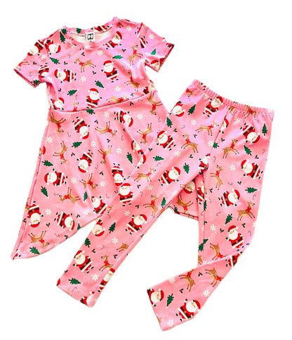 Santa Baby Matching Pink Blouse/Dress and Legging Set