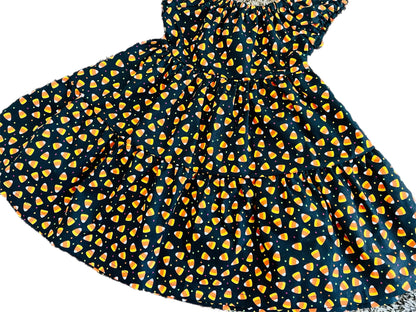 Trick or Treat! “Candycorn” Tiered Gathered Dress