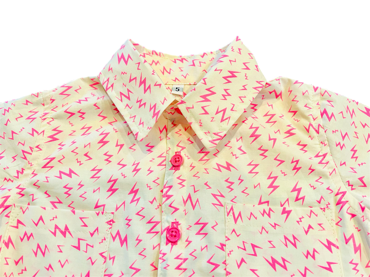 Electric Pink Bolt Button-Up Shirt