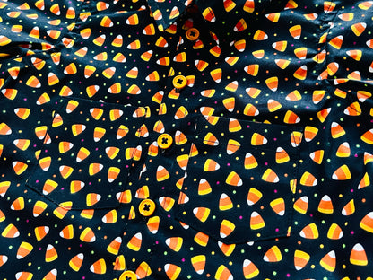 Trick or Treat! Candycorn fun boys button up shirt