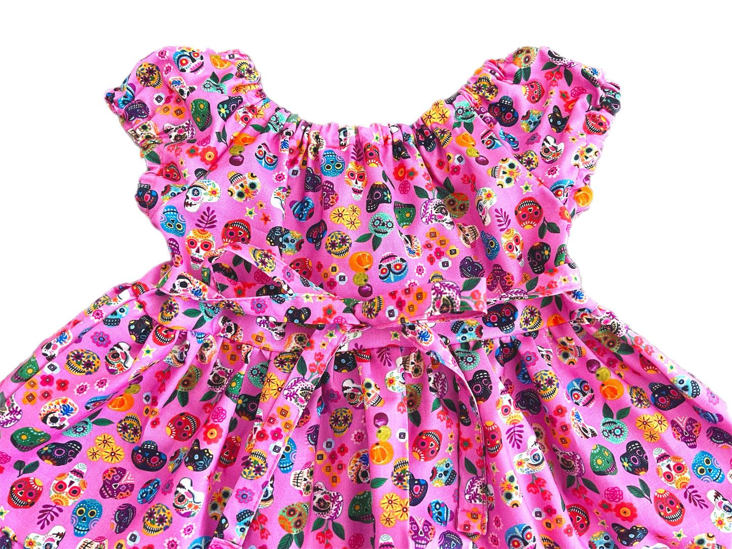 Candy Pink Skull “Día de Muertos” cute ruffle tier Dress