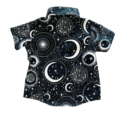 Glow-in-the-Dark Moonlit Halloween Boys Button-Up shirt