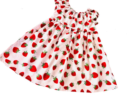 Strawberry Garden Gathered Dress with Back Tie