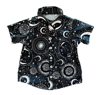 Glow-in-the-Dark Moonlit Halloween Boys Button-Up shirt