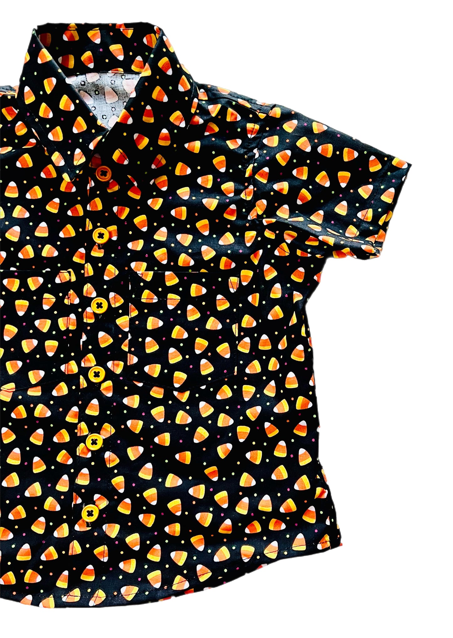 Trick or Treat! Candycorn fun boys button up shirt