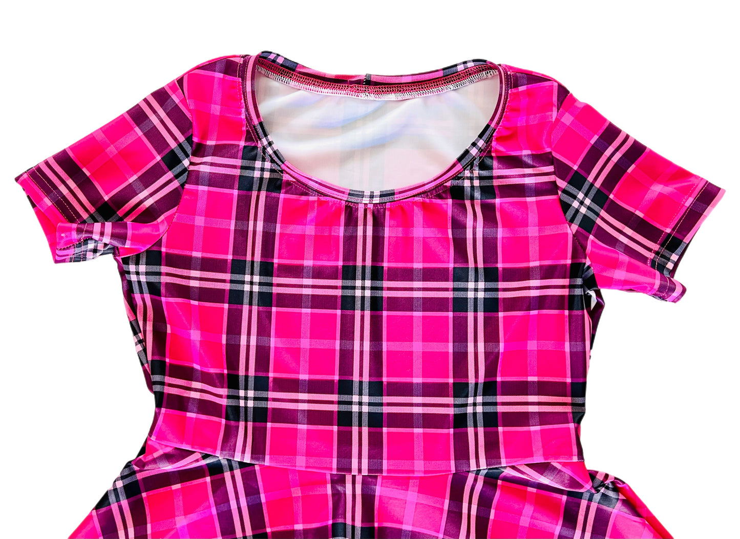 Razzle Dazzle Hot Pink Plaid Rhinestone Dress