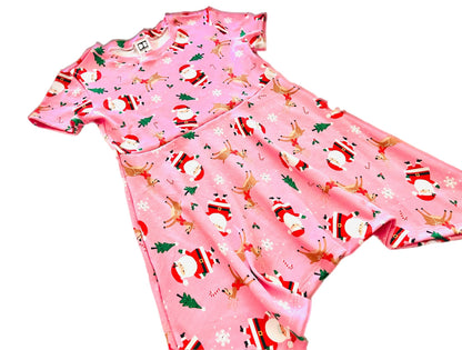 Santa Baby Matching Pink Blouse/Dress and Legging Set