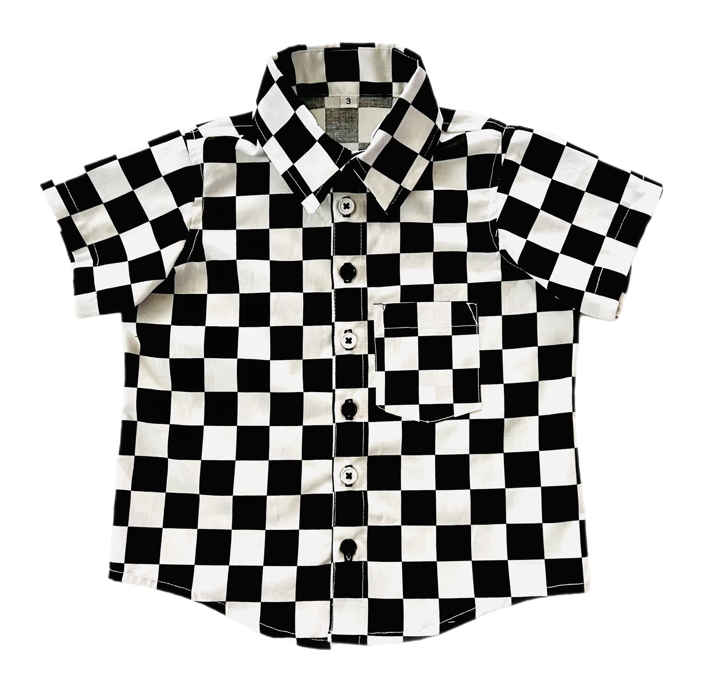 Checkered Board Space Button Down Dress Shirt