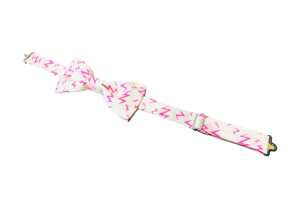 Neon Pink Lightning Bolt Bow Tie