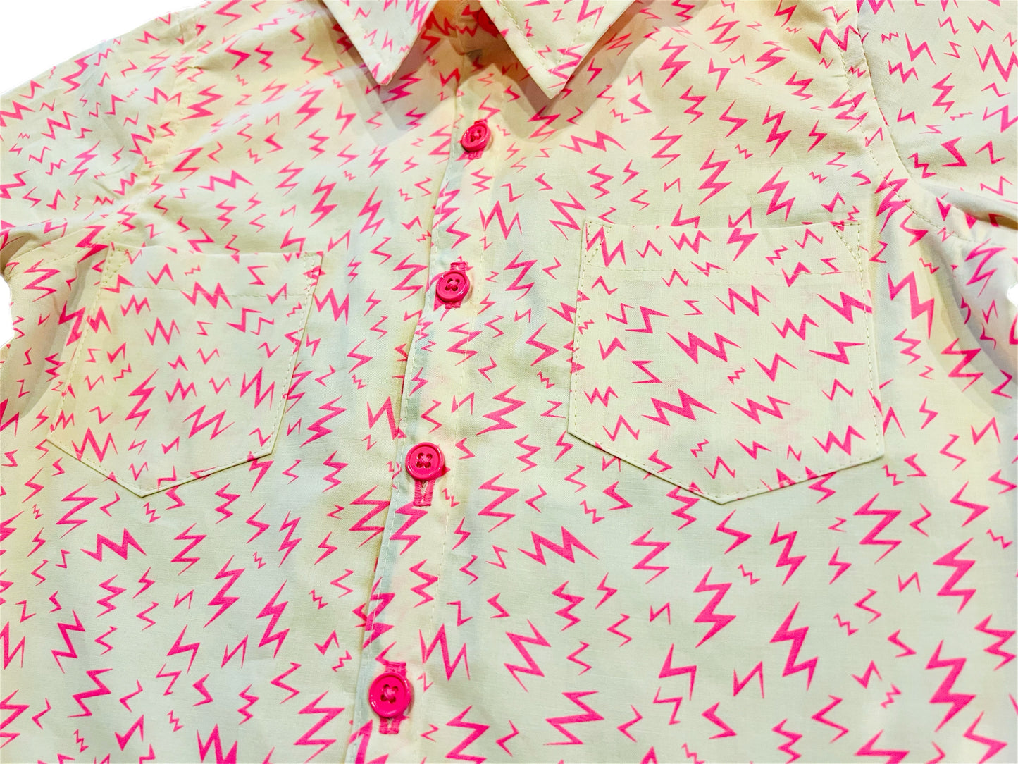 Electric Pink Bolt Button-Up Shirt