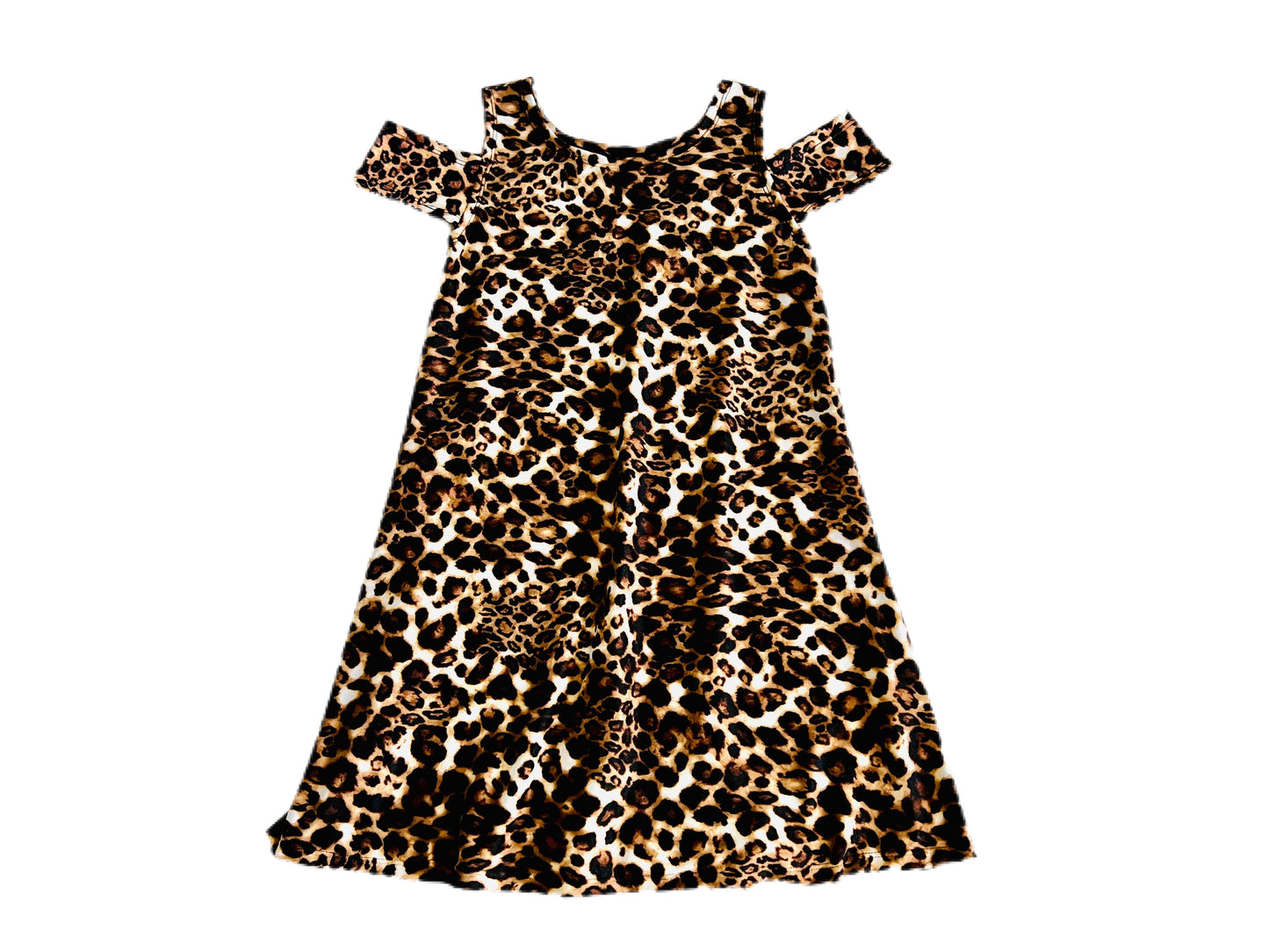 Leopard Printed Chic Summer Dress with open shoulder sleeve