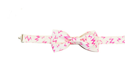 Neon Pink Lightning Bolt Bow Tie