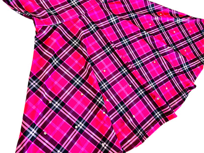 Razzle Dazzle Hot Pink Plaid Rhinestone Dress