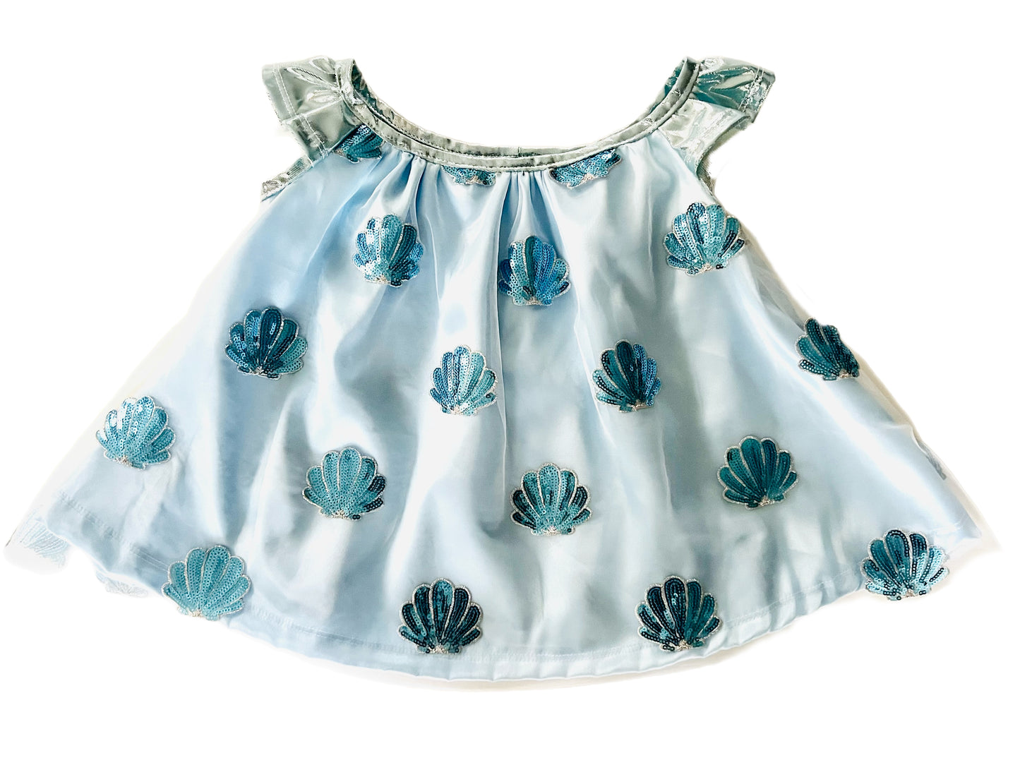 Seashell Shimmer Gathered Blouse and Skirt Set