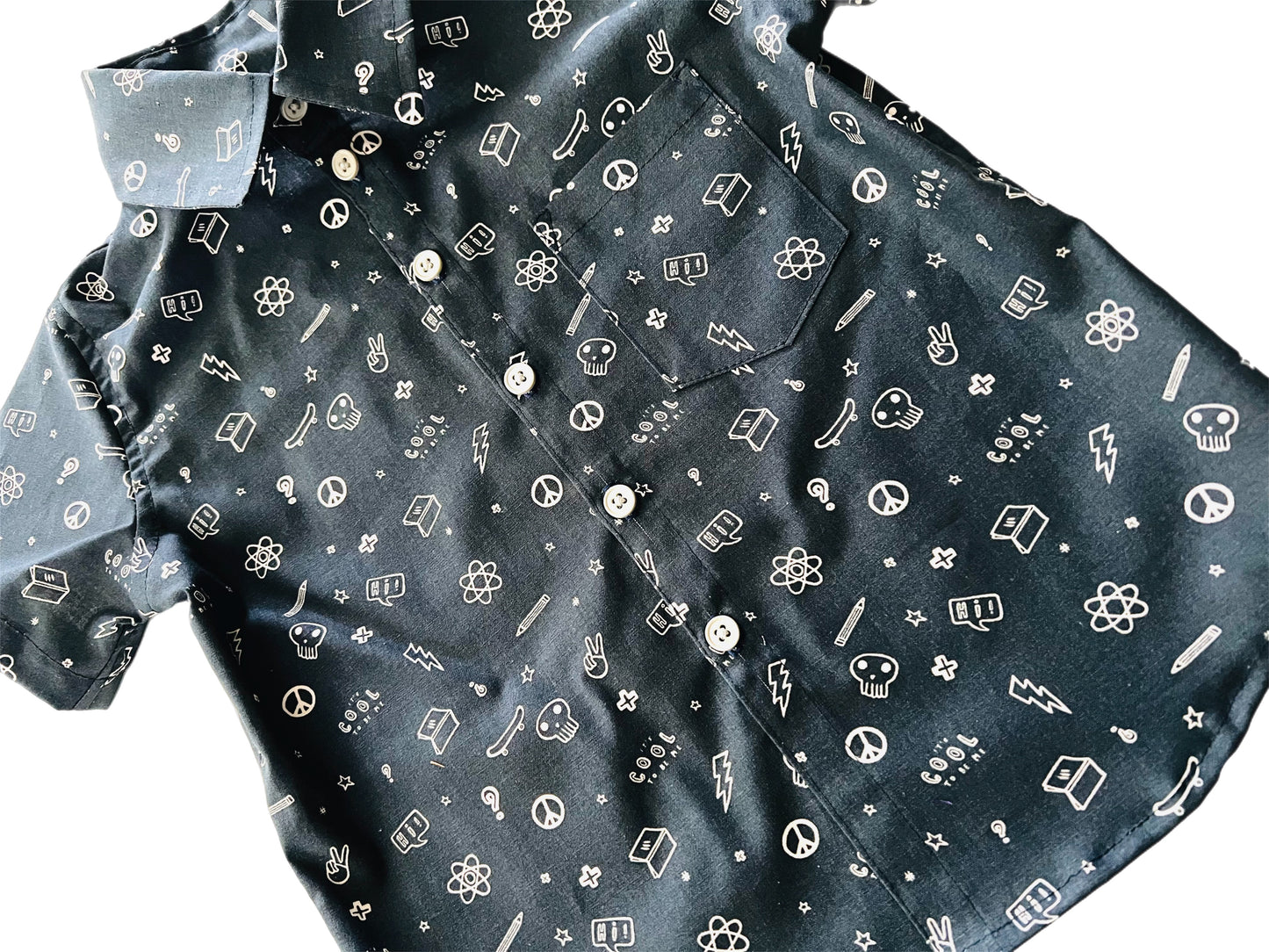 Boys Skater Space Kid Galaxy Button Down Dress Shirt