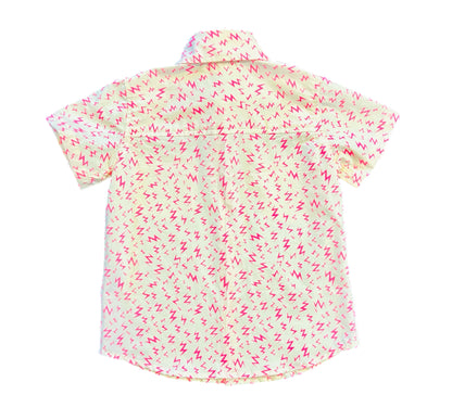 Electric Pink Bolt Button-Up Shirt