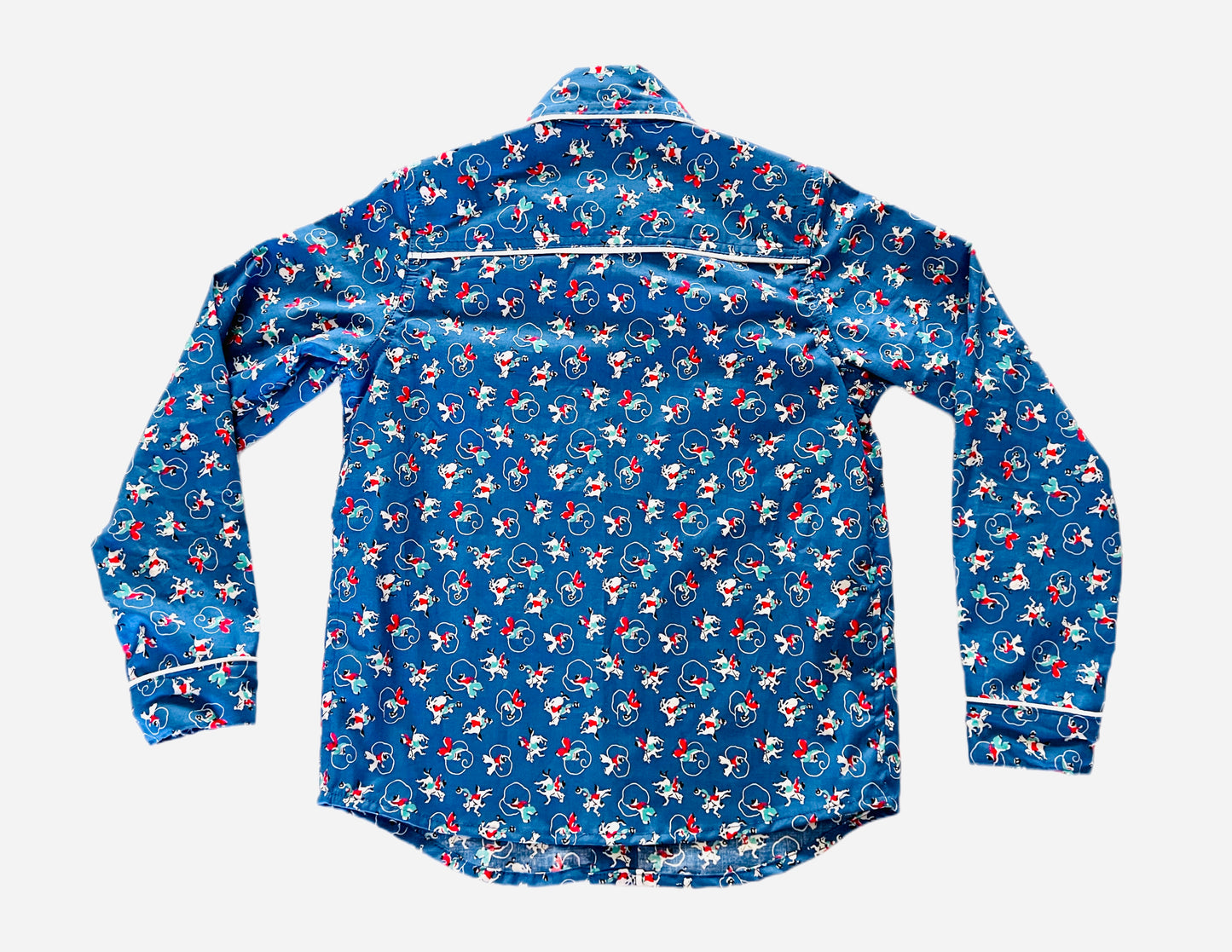 YeeHaw! Cowboy Rodeo Blue Print Long Sleeve Button Up Shirt