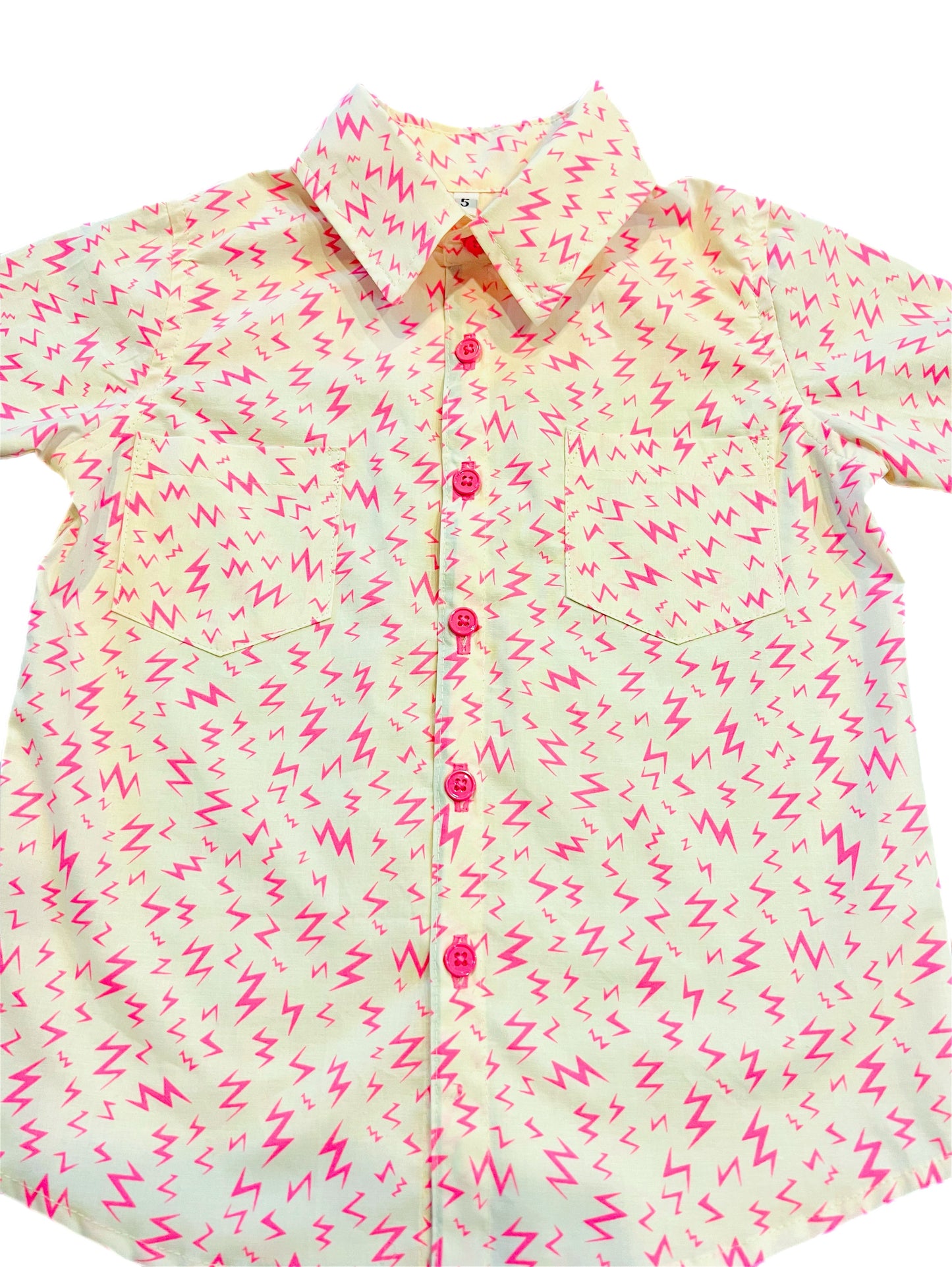 Electric Pink Bolt Button-Up Shirt