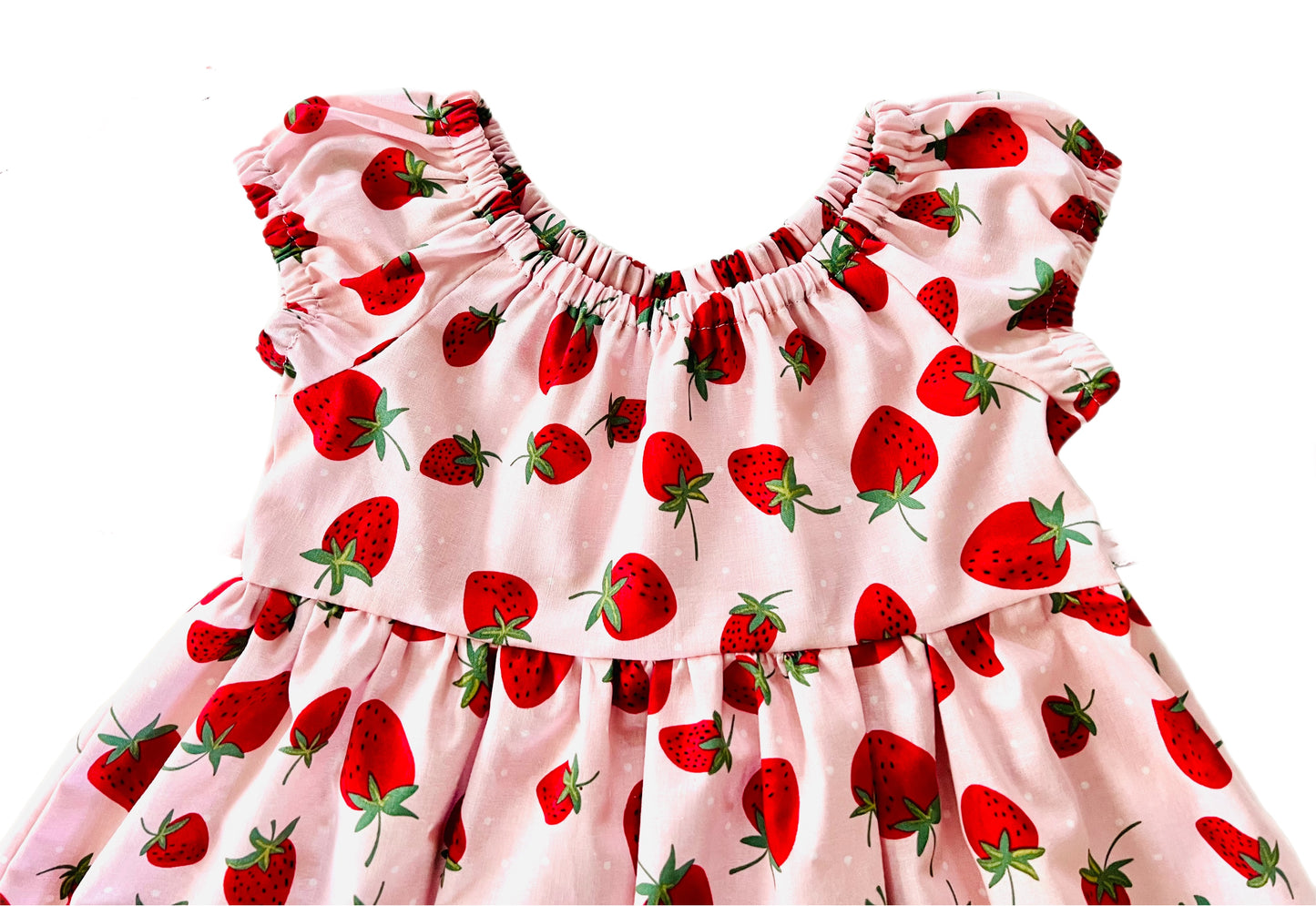 Strawberry Garden Gathered Dress with Back Tie