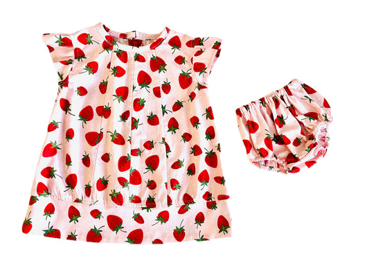 Strawberry Garden Babydoll Dress and Bloomers